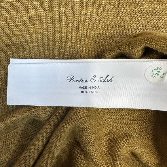 Porter & Ash Linen Polo Shirt Mens S Mustard Gold Short Sleeve Pullover V-neck - Picture 8 of 9
